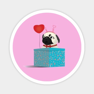 Puppy Pug Valentine Magnet